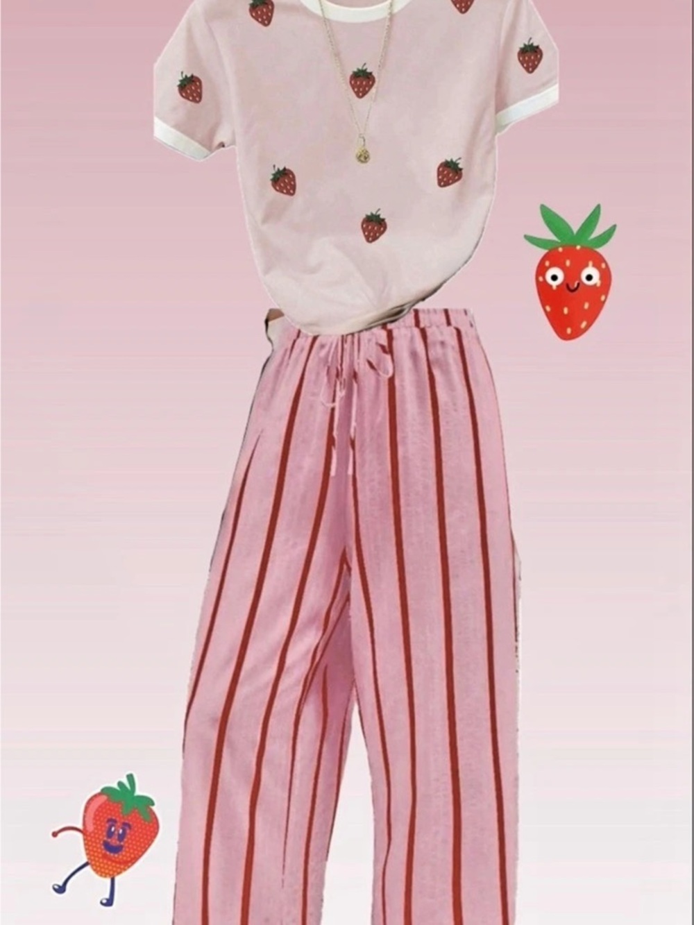 Straw-BERRY BEAUTIFUL Top & Pants Set